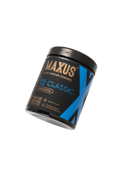 Презервативы Maxus Classic, классические, латекс, пластиковый кейс, 12 шт.