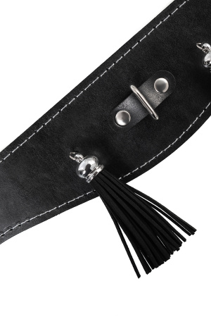 Ошейник высокий с кисточками Pecado BDSM, натуральная кожа, черный