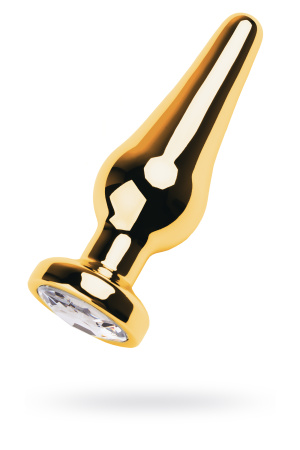 Анальная втулка TOYFA Metall, металл, золотая с кристаллом цвета алмаз, 12 см, Ø 4 см, 195 гр